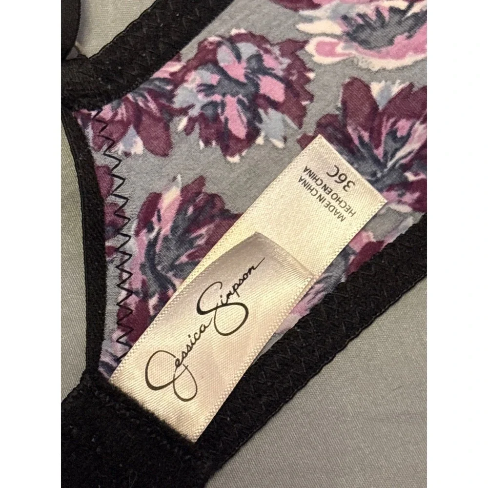 Jessica Simpson Women Purple‎ Floral Wirefree Bra 36C